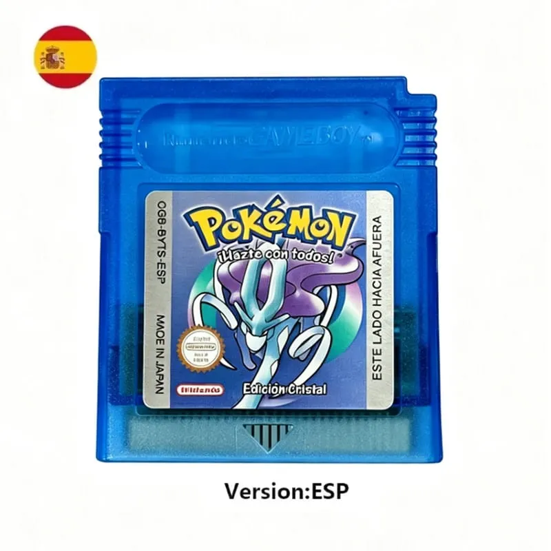Cartouche de jeu vidéo Pokemon 16 bits, plusieurs styles, rouge, bleu, cristal, doré, vert, argent, jaune, carte de Console GB/SP