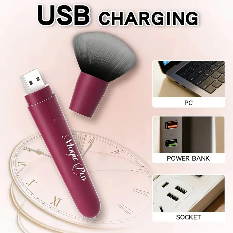 Makeup Brush G Spot Vibrator Sex Toys Powerful Vibrating Vagina Nipple Orgasm Stimulator USB Wireless Charging AV Stick Massager