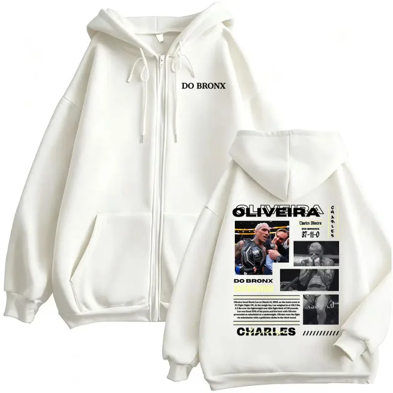 Do Bronxs Charles Oliveira Sweatshirt Jacket Coats Men Women Violence Aesthetic Zipper Hoodies High Quality Fleece Zip Up Hoodie