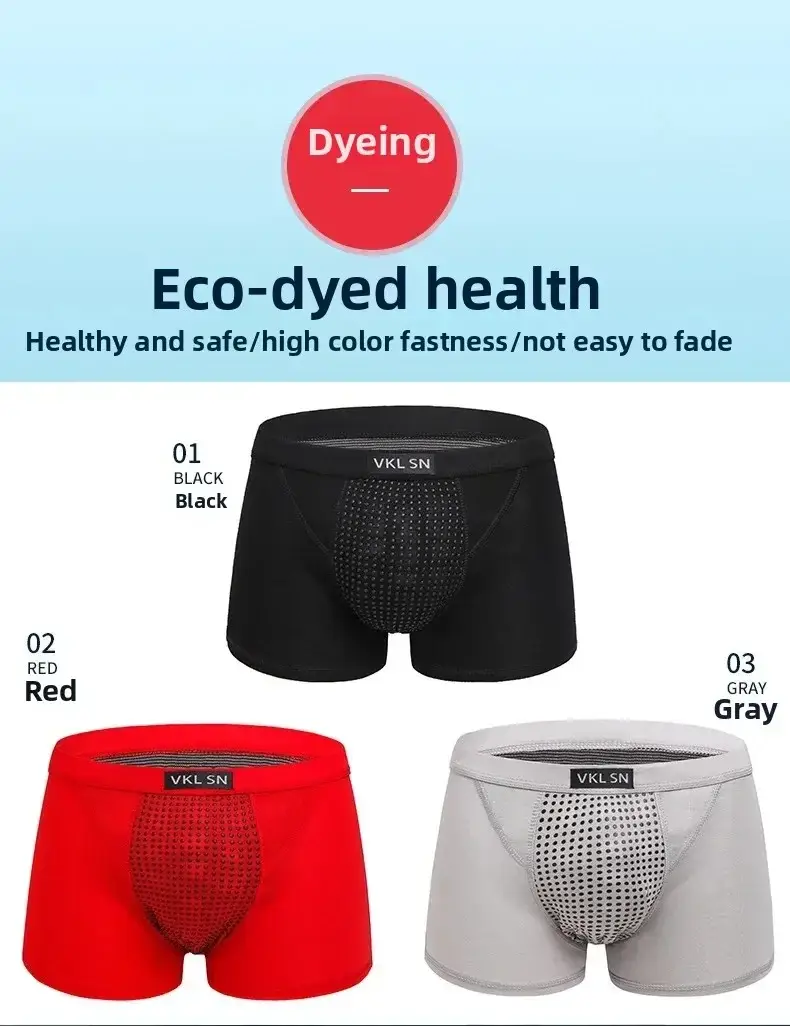 Men's Magnetic Closure Milk Silk Boxer Briefs Anti-Slip Quick-Dry Ultra Soft Breathable Underwear Boxer Shorts