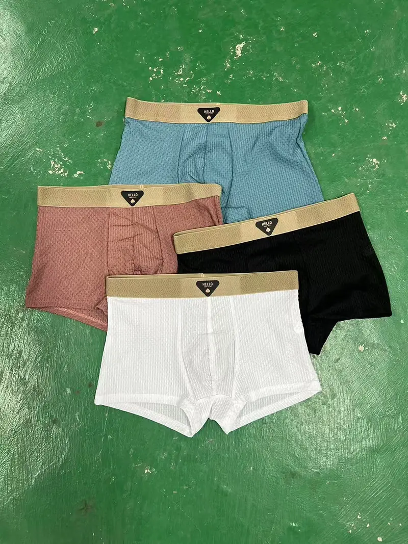 4pcs Men's Boxer Shorts Ice Silk Underwear Underpants Cool Breathable Sexy Slim Panties Mesh Lingerie
