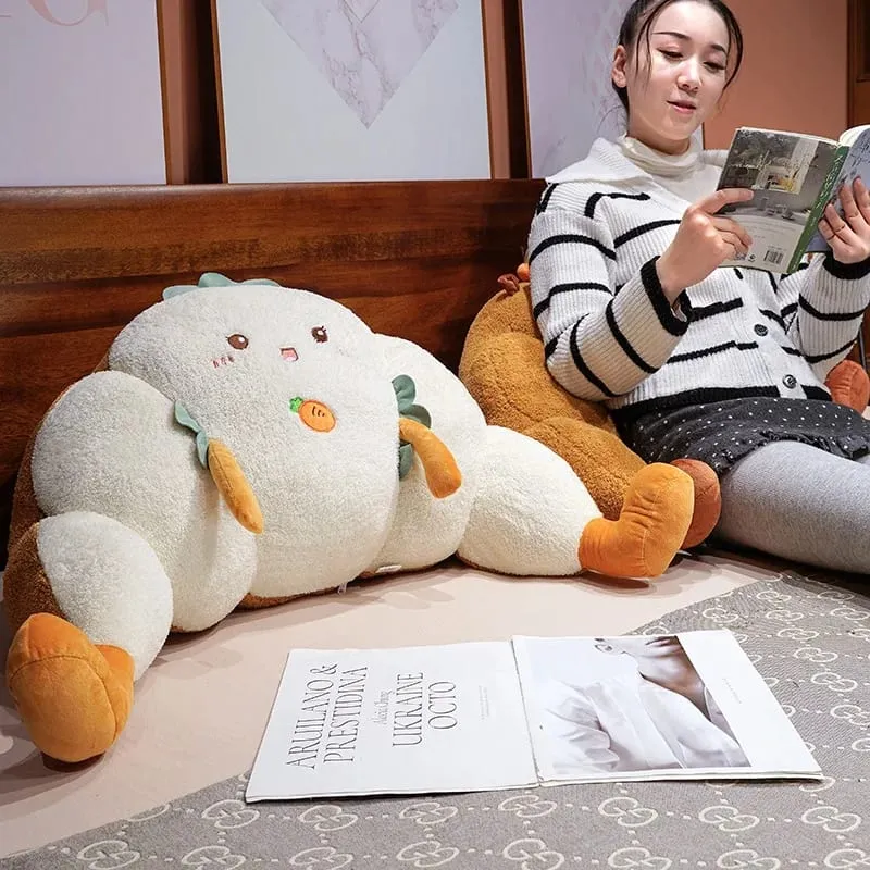 70cm Croissant Lumbar Support Pillow Cute Capybara Carrot Toast Soft Stuffed Plush Toy Sofa Cushion Chair Back Pillow Charm Gift