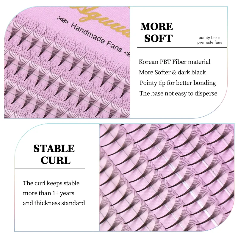 New Style Super Narrow Thin Pointy Base Premade Lash Fans 4D 5D 6D 7D 8D XL Tray PBT Russian Volume Lashes Extension Fans