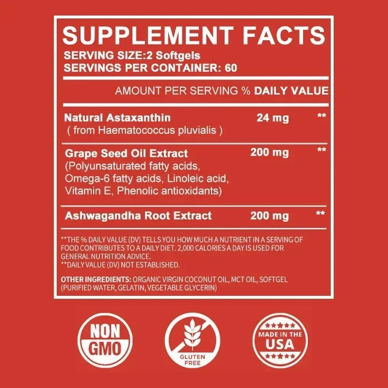 Astaxanthin - Promotes Cardiovascular Health Speeds Up Metabolism Supports Eye Joint and Skin Health