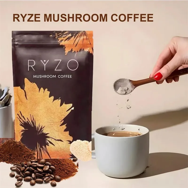 Organic Mushroom Coffee with 6 Types Adaptogenic Mushrooms MCT Oil Daily Brewing Use Smooth Flavor Beverage health support
