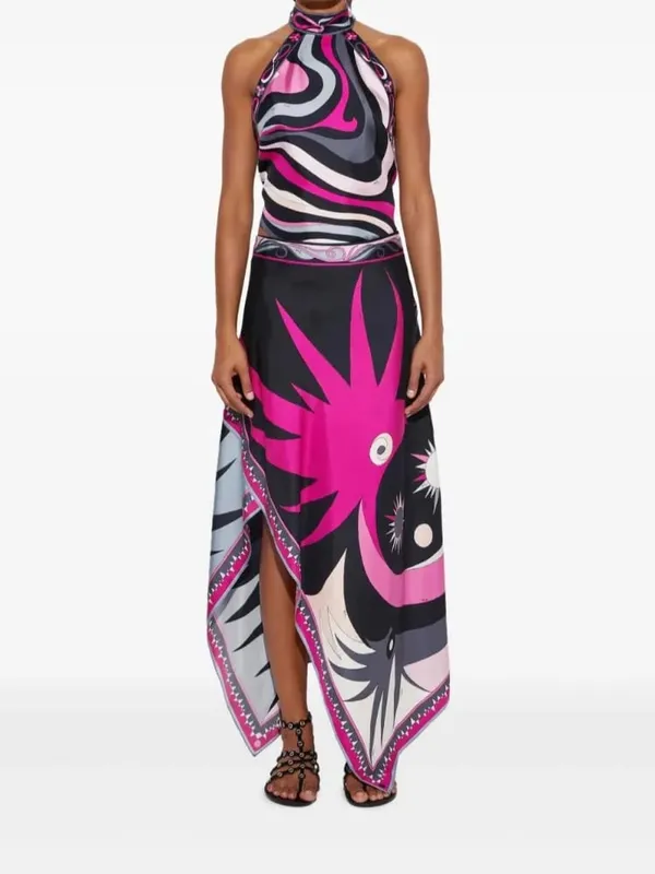 Lady Sexy Printed Halter Dress Sleeveless Off-shoulder Backless Loose Irregular Chic Robe 2026 Women Vacation Street Vestidos