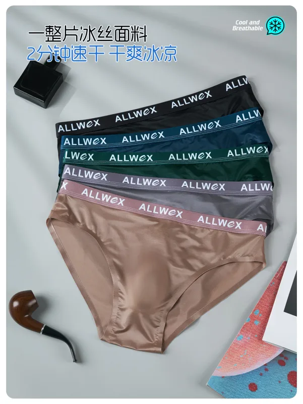 Ice Silk Seamless Briefs for Men Sexy Smooth Underwear 3D Pouch Underpants Comfortable Lingerie Panties Male Low Rise Knickers