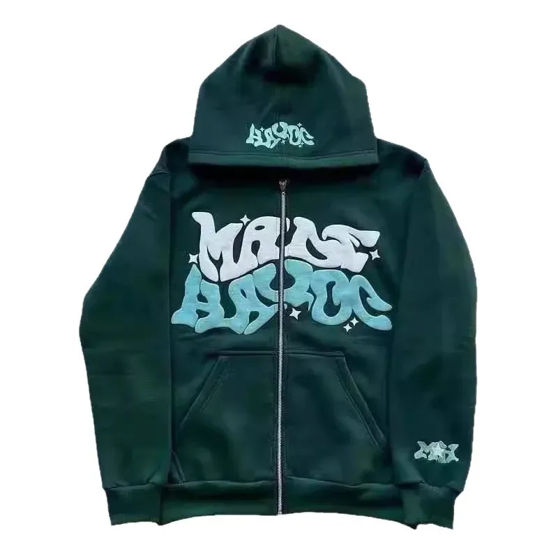 Hoodies Men's Sweatshirt 2026 Street Fashion Gothic Punk Hip-Hop Zipper Print Hooded Sweatshirt Hoodie Sweatshirt Man's Clothing