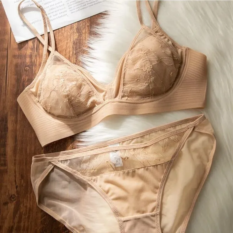 French Lace Bralette Wireless Unlined Sexy Sheer Demi Cup Lightweight Comfort Summer Lingerie Everyday Wear Small Bust Push Up