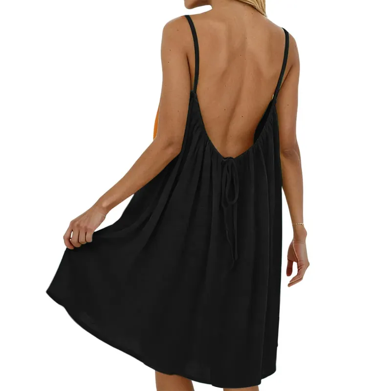 Beach Vacation Dress Short Backless Beach Skirt for Women Summer Holiday Casual Fashion Mini Dress — image 9