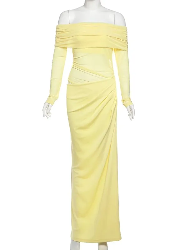Nibber-vestido Sexy para mujer, primavera 2025, malla de retales, elegante, cuello oblicuo, corte fruncido, elegante, fiesta de cumpleaños, vacaciones, Festival