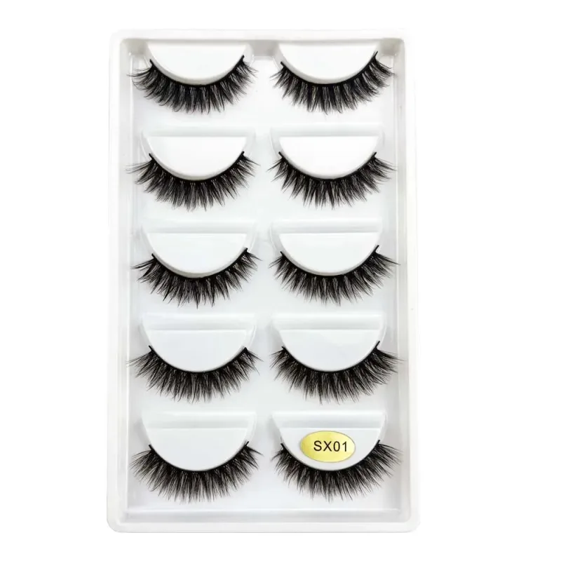 5 Pairs S03 Natural Looking 3D Mink Fake Eyelashes Makeup Tools Fluffy Style Water Mink Fur False Eyelashes for Eye Makeup