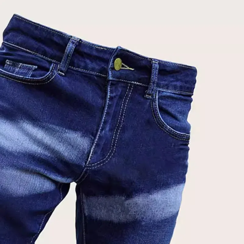 Men Denim Jeans Pencil Pant Vintage Slim Fit High Waist Frayed Hole Wash Trousers Y2k Streetwear Splice Work Casual 2026 Spring