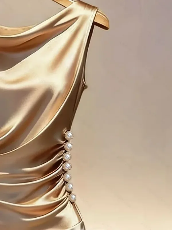 Dresses for Women Summer New Sleeveless O-Neck Women Dress Elegant Slim Folds Dress Women Vestidos De Verano Mujer 2026 Q4112
