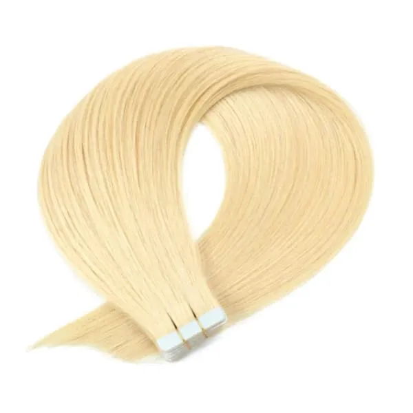 Tape In Straight Human Hair Extensions Remy Virgin Hair Adhesive Extensions Skin Weft #60 Blonde 24 26 28 30INCH Hair For Women