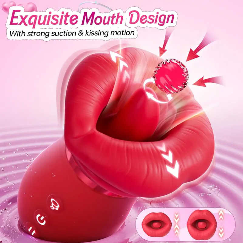 Woman Sucking tongue licking dildo vibrator clitoris nipple g-spot stimulator vagina anal masturbator adults sex toys for couple