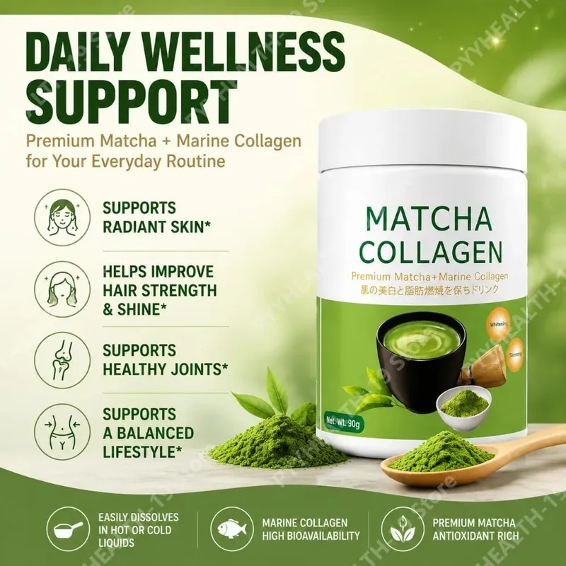 Matcha Collagen Powder Premium Matcha Marine Collagen L-Glutathione For Skin Hair & Joint Wellness Support Formula Adult 90g