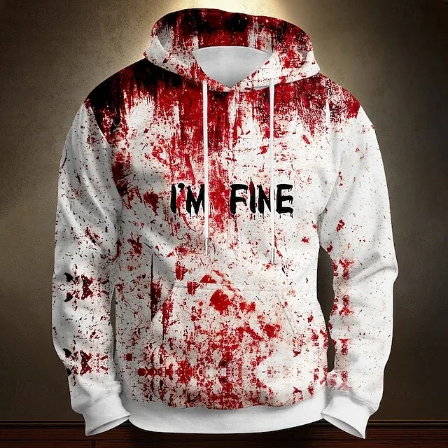 Halloween Blood Printed Hoodies letter pattern3D Print Hooded Pullover Sweatshirt Fashion Hoodie Streetwear Long Sleeve Tops