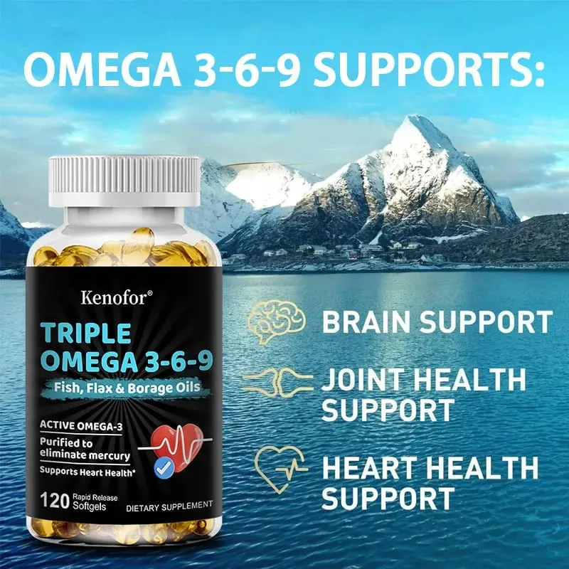 Triple Omega 3-6-9 - Fish Oil Flax Oil and Borage Oil - Supports Heart Brain and Joint Health — image 2