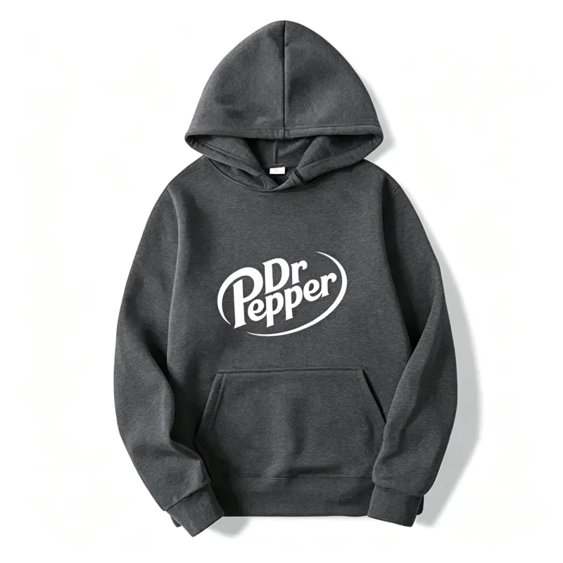 Autumn Warm Dr Pepper Letter Printed Hoodies Street Men Fashion Fleece Sweatshirts Casual Unisex Pullover Tops Fashion Tre