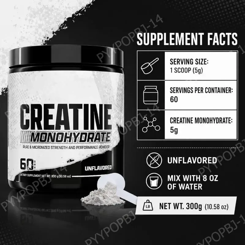 Creatine Monohydrate Powder 5g Per Serving Supports Strength Muscle Recovery Unflavored 60 Servings 300g