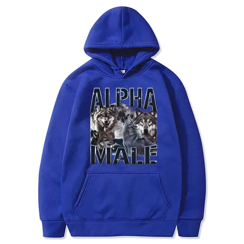 Wolf Pack Hoodie Unisex Alpha ชาย Moon ตลก Retro Vintage Aesthetic Cool อินเทรนด์ขนาดใหญ่ Casual เสื้อกีฬา