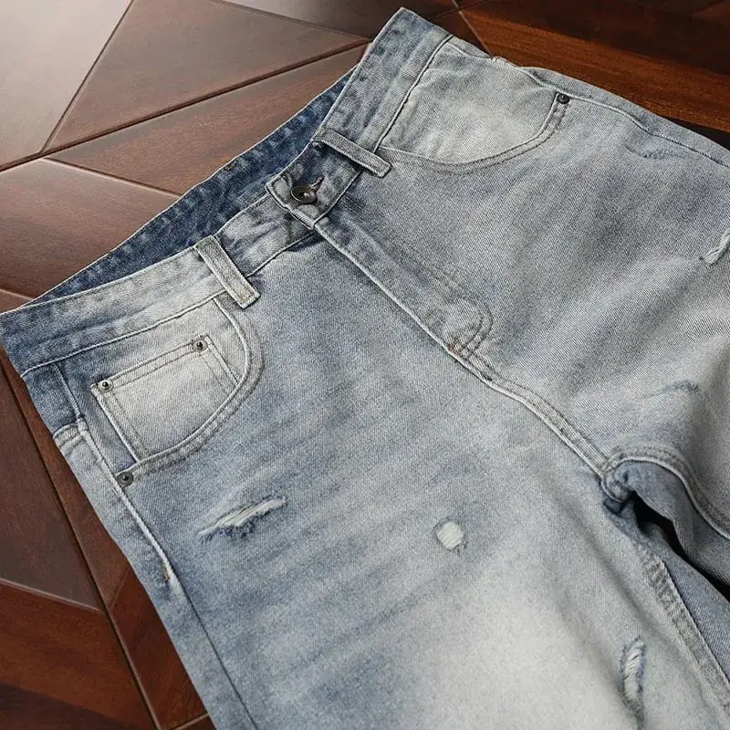 Man Pants Mens Jeans Spring New Heavyweight American Washed Relaxed Fit Bootcut Trousers For Casual Wear