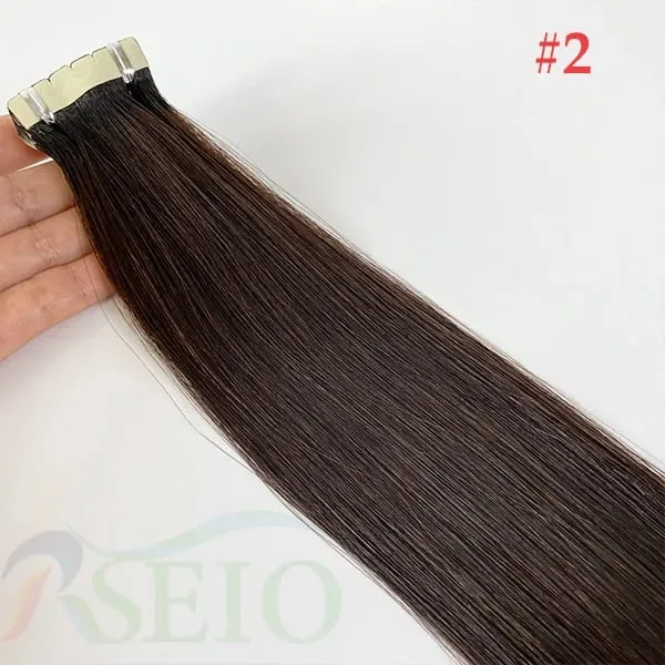 Mini fita em extensões de cabelo humano extensão de cabelo natural real 16 "-26" preto marrom loira fita invisível em linha reta para salão de beleza