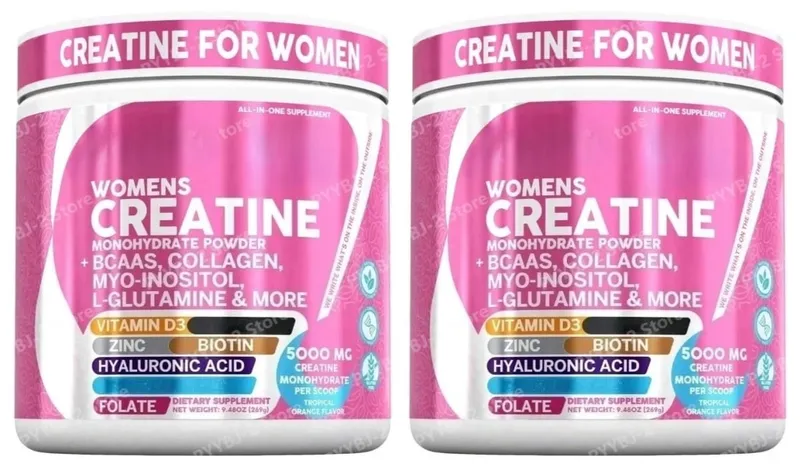 Woman Creatine Powder 300g Contain Creatine Monohydrate BCAA & Amino Acids for Daily Health Nutrition and Workout Support