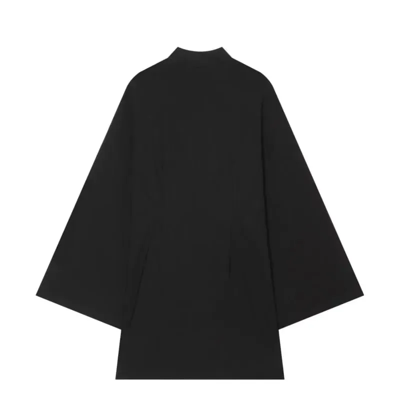Women's Autumn Dress with Frog Fastning New 2026 High-Neck Woman Short Dress Loose Long Sleeve Chic Female Dresses