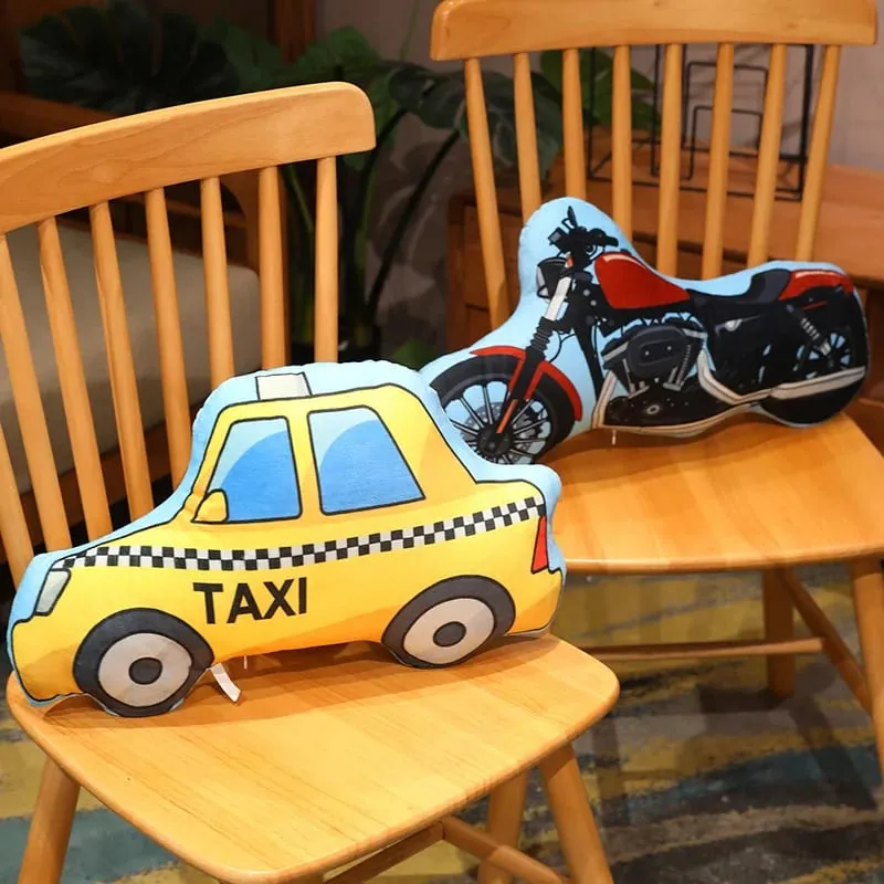 Transportation Vehicle Plush Pillow Recreational Vehicle Excavator Ambulance Airplane Motorbike Taxi Fire Truck Cushion Decor