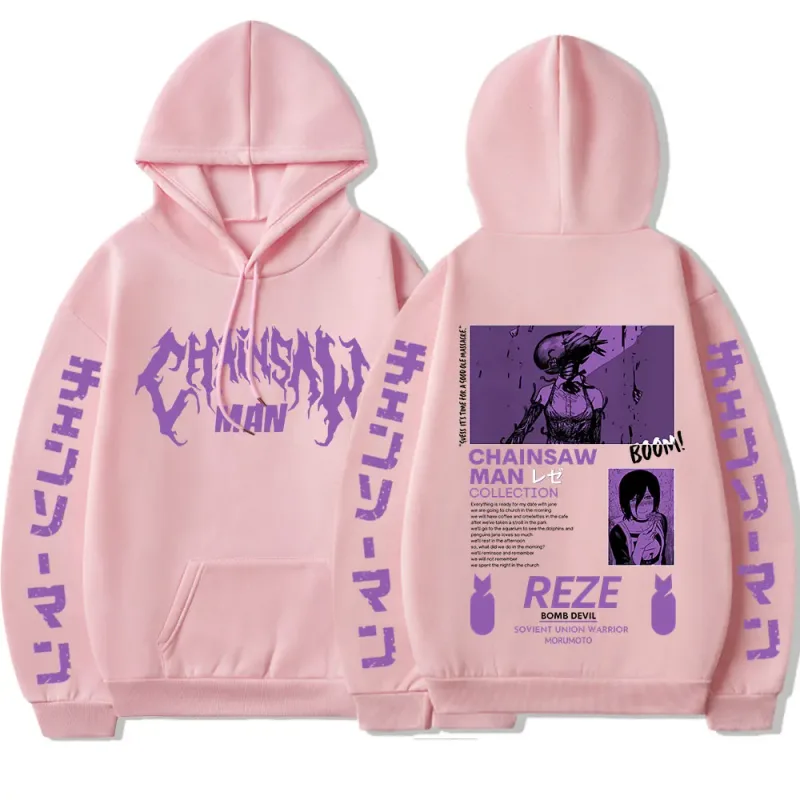 Anime Chainsaw Man Reze Harajuku Manga Graphic Hoodies Vintage Oversized Hooded Long Sleeves Cotton Hoodie Men Women Clothes