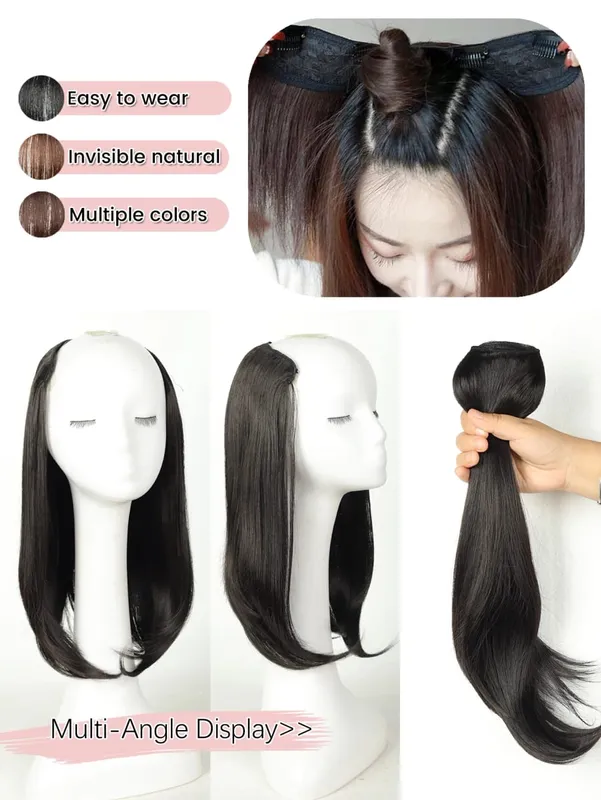Synthetic V-Shaped Long Curly Wavy Hair Extension Synthetic Wig Layered Hair Extension Hair Pad Fluffy Top Increase Hair Volume