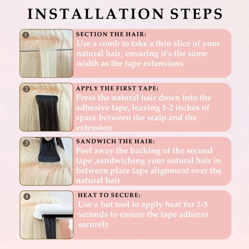 Straight Invisible Skin Weft Tape ins Extensions Human Hair Tape in Hair Extensions Real Human Hair 20pcs Remy Hair Extensions