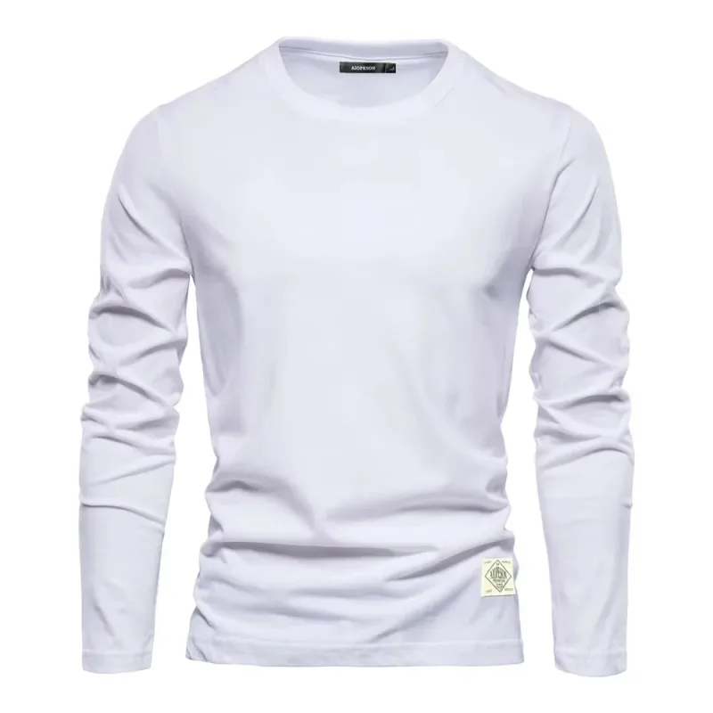 2026Bagong Solid na Kulay na Cotton Crewneck Sweatshirt na Lalaking Casual Long Sleeve Loose Pullover Top