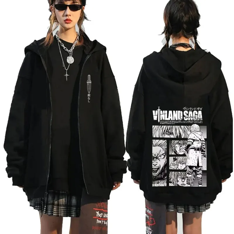 Anime Vinland Saga Zipper Hoodies Manga Thorfinn Karlsefni Men's Women Clothing Zip Up Sweatshirts Harajuku Oversized Pullovers — image 1
