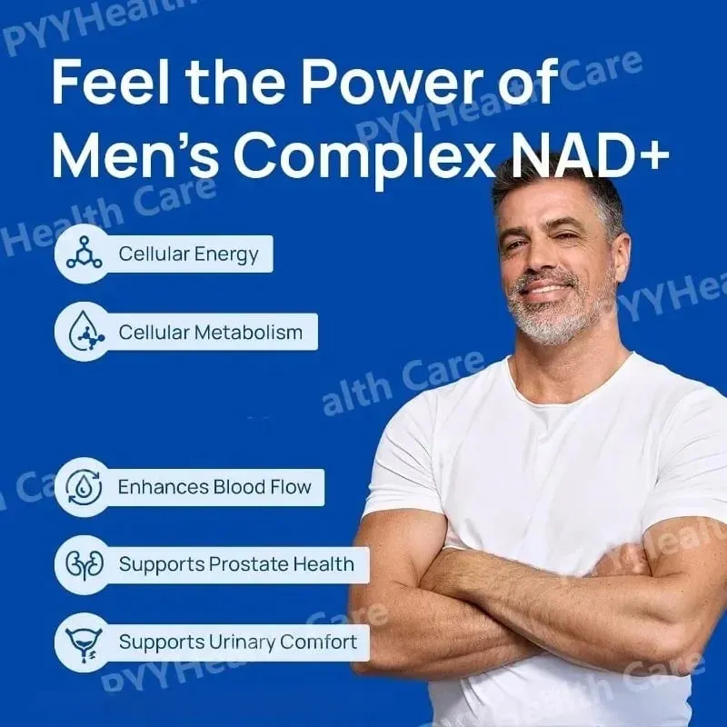 NAD+-Kapsel für Männer mit Resveratrol, CoQ10 und Zink, Nahrungsergänzung, Zellenergie, antioxidative Unterstützung, 60 Stück pro Flasche
