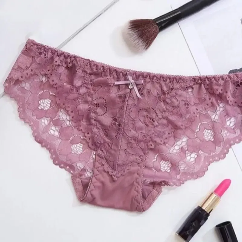 Sweet Mesh Lace Flower Bra Bowknot Low Waist Push Up Bra Women Non Slip Lingerie Bra Panties Set Summer