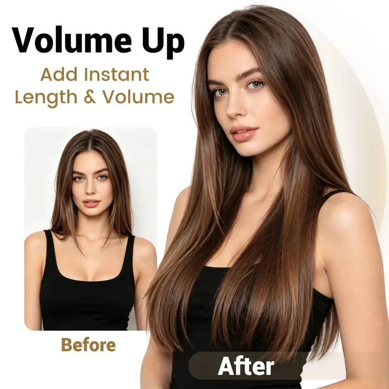 Synthetic 5 Clips in one piece hair extensions 22inch long straight clip in hair for women girls daily party holiday