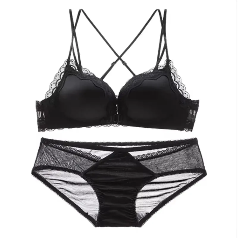 Women Bestselling Leopard Print Lingerie Set Front Closure Sexy Push Up Bra Lift Up Support Soft Daily Intimates Set