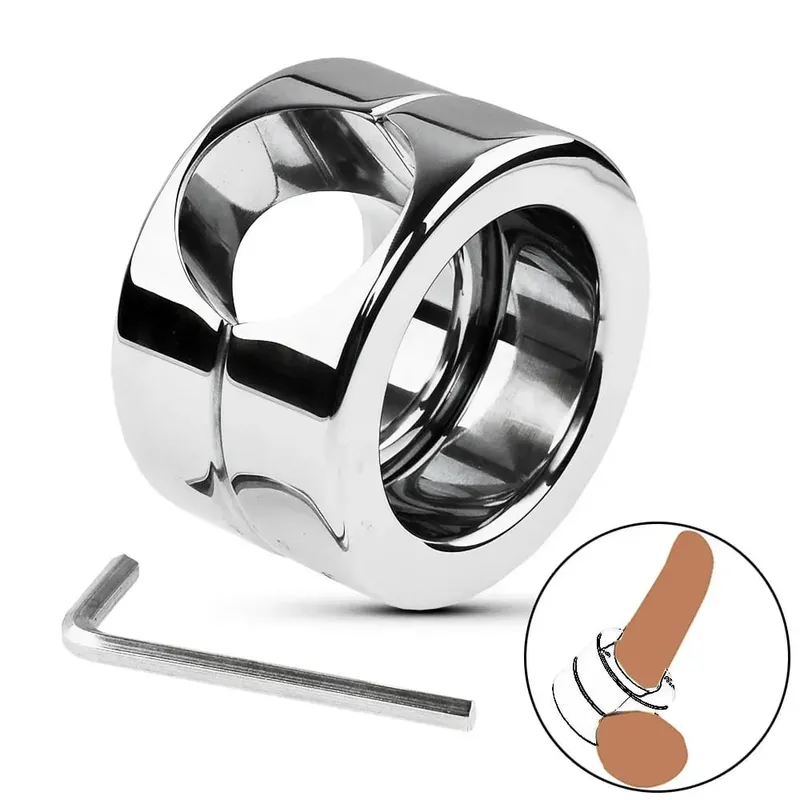 Sex Toys for Men Cock Lock Ring Testis Weight Stretchers Scrotum Pendant Ball Penis Trainer Restraint Stainless Steel Sexy Rings