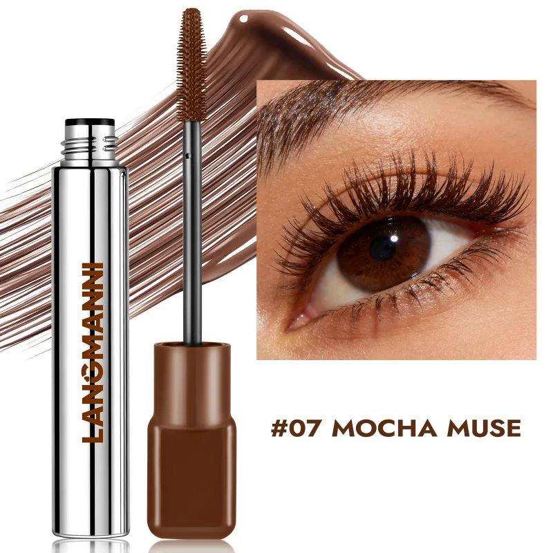 Silkefiber matblå mascara Farverig stor børste Forlæng øjenvipper Vandtæt Holder hurtigt tør GrønPink Curling Mascara Makeup