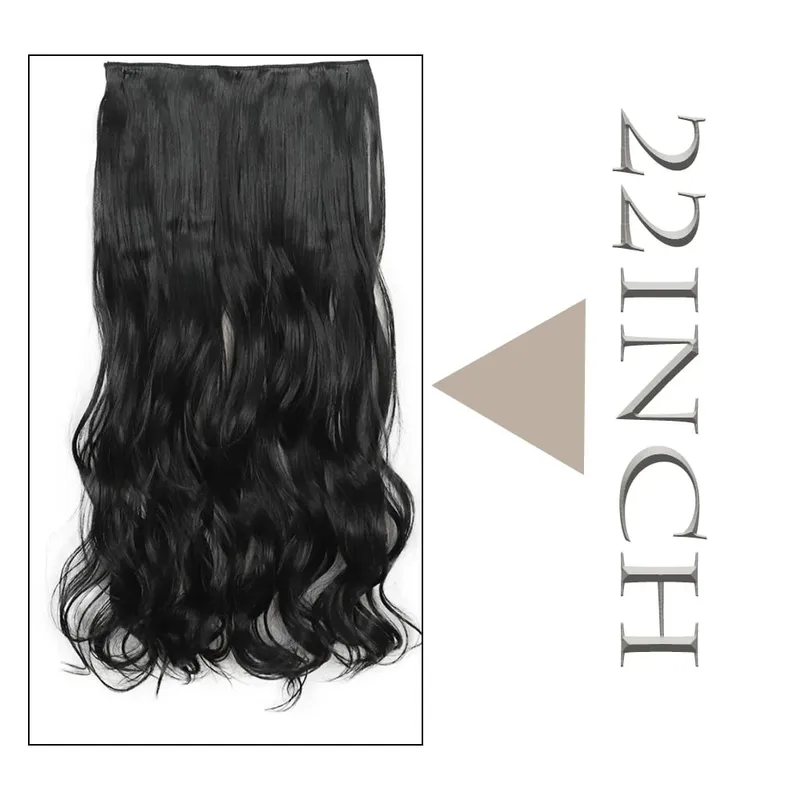 Long Wavy 5 Clip In Hair Extension Mga Synthetic Fiber Hairpieces na 22/32'' Black Blonde Mixed color False Hair Daily Use