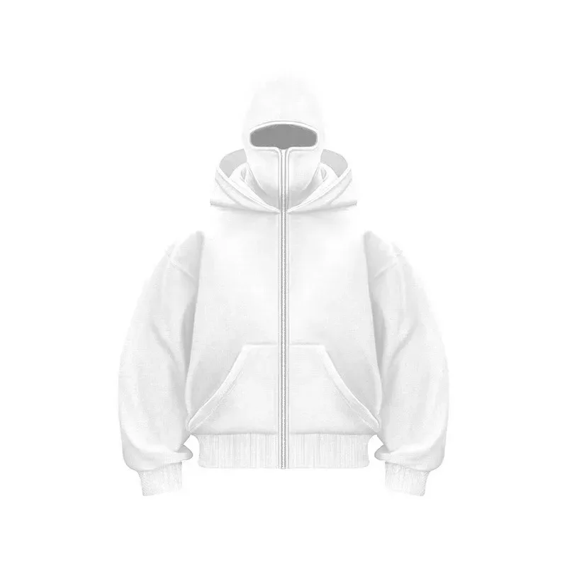 Men and women Y2K Gothic Harajuku winter new item double hooded sweatshirt men's hooded mask zipper sportswear