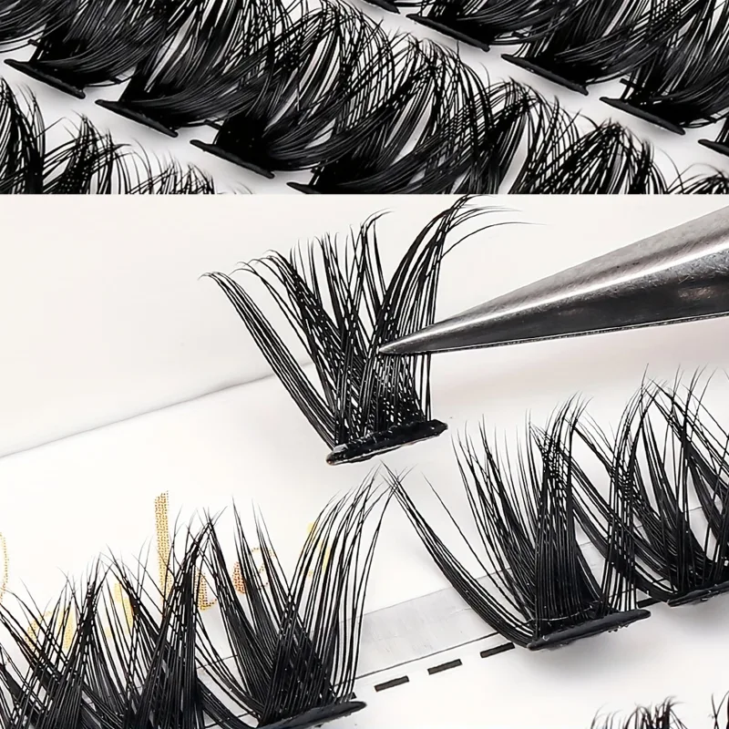 280Pcs 80D D Curling Fake Eyelashes Thick Individual Extensions 8-16mm Dense Volume Cluster Lashes DIY Easy Apply for Eye Makeup