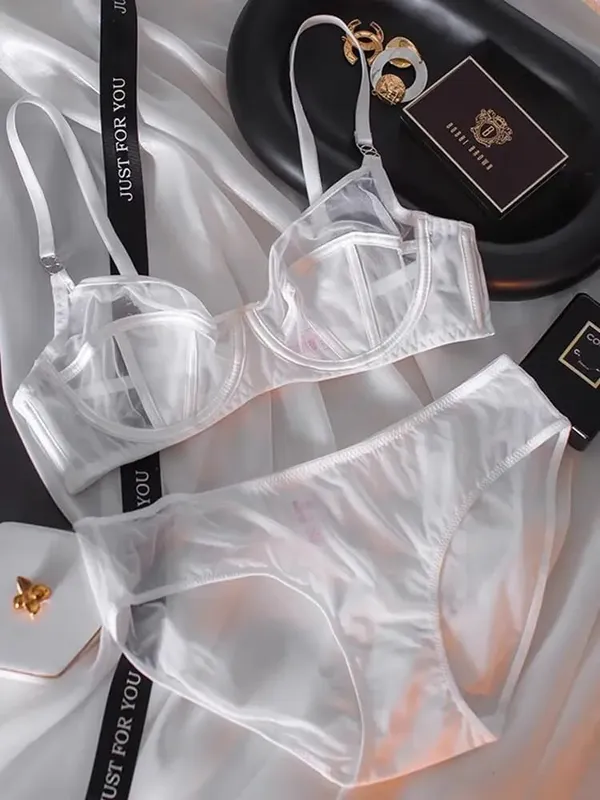 Ensemble soutien-gorge et culotte en dentelle ultra fine française, sexy, minimiseur de gros seins, push-up, anti-affaissement, lingerie à la mode pour femmes, brassière, sous-vêtements