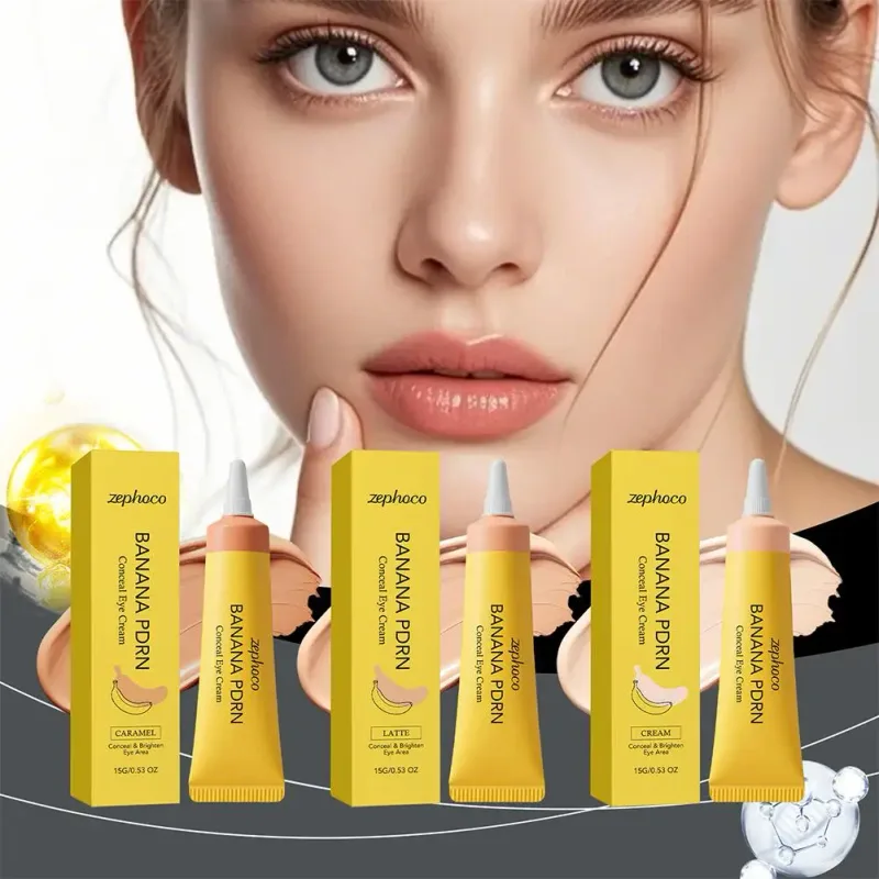 Zephoco Banana PDRN Concealer Eye Cream Brighten Sooth Repair Lightweight Eye Moisturizing Concealer Non Sticky Under Eye Cream