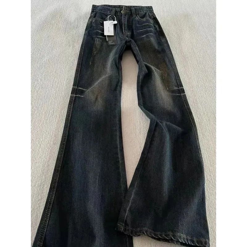 Classic Retro Flare Denim Men's Jeans Bootcut Stretch Cotton Men's Pants Vintage Style Unique Nostalgic Comfort Casual Slim