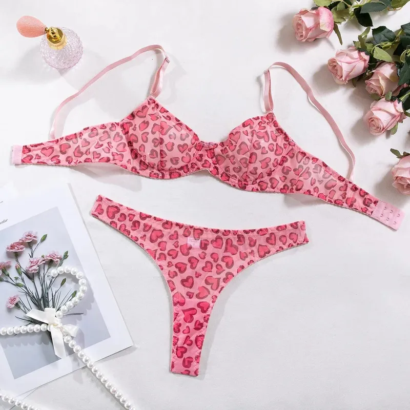 Sexy Polka Dot Women's Underwear Neon Green Bra with Support Brief Set Women 2 Pieces Short Skin Care Kits Exotic Sets