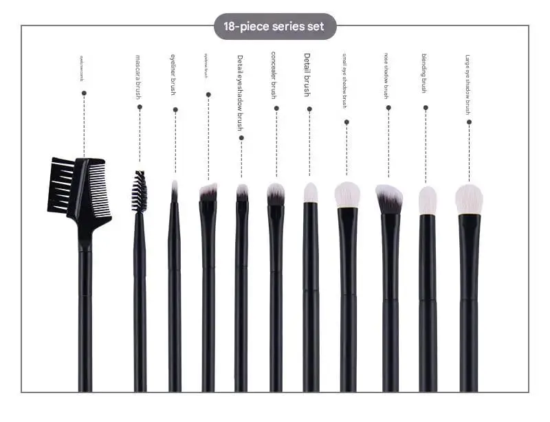 Natural Hair Makeup Brushes Travel Set 12PCS Portable With Eyebrow Eyeshadow Foundation Blending And Pouch